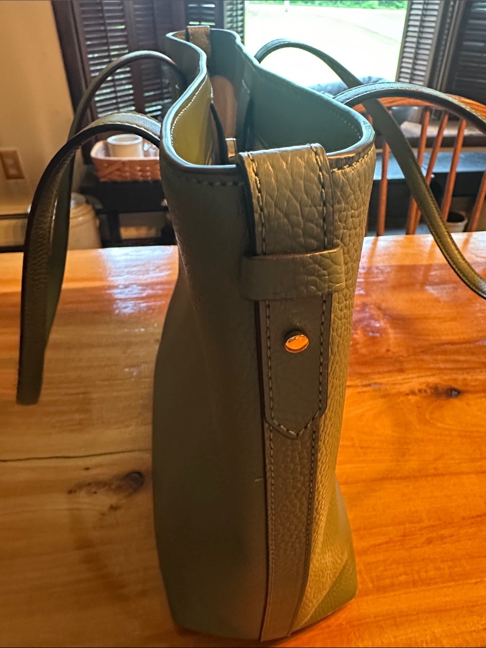 kate spade Olive Green Pebbled Leather Tote - Picture 3 of 7